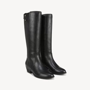 NEW Dr. Scholl's Brilliance Black Faux Leather Wide Calf Fit Knee High Boots 7